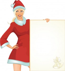 クリスマスを彩る女性のテキスト ボード people christmas girl vector イラスト素材3